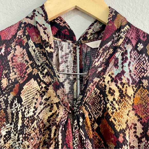 Rebecca Taylor Silk Snakeskin Print Mock Neck Dress Multi-Color Size 0 - Picture 4 of 10